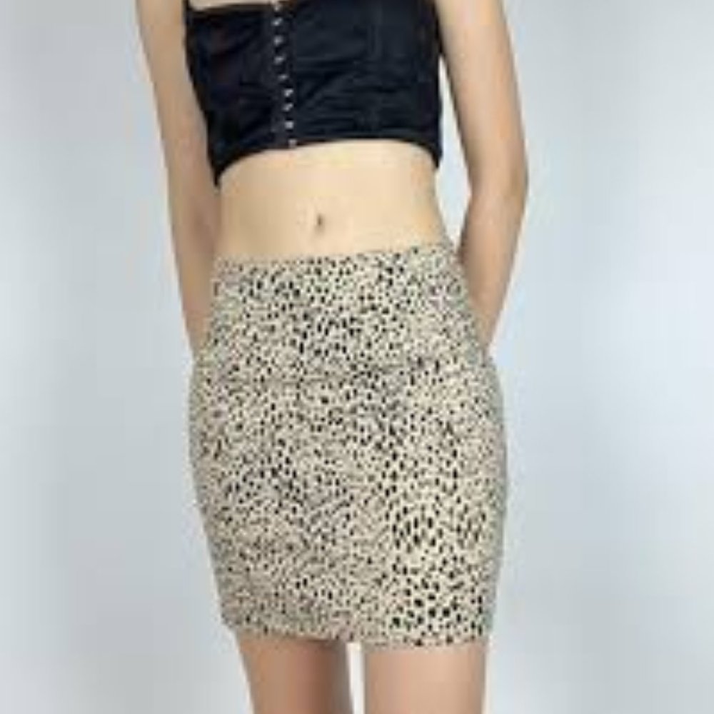 BRANDY MELVILLE Phoebe Animal Print Mini Skirt Womens OS Black Tan Vintage Y2K